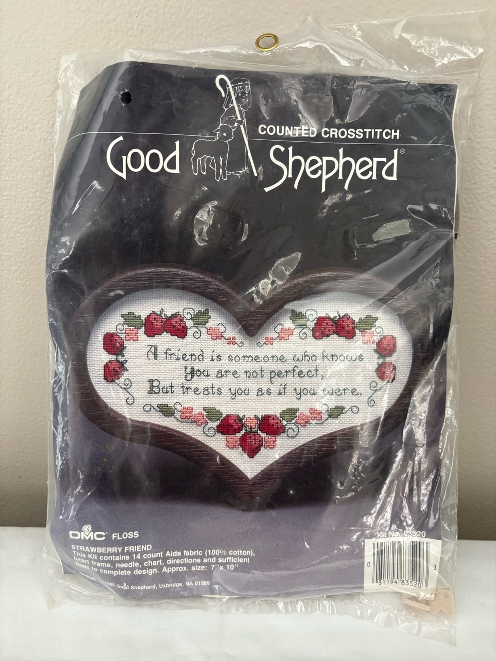 Strawberry Friend Heart Good Shepherd Cross Stitch Kit 83520 New in Package 7x10